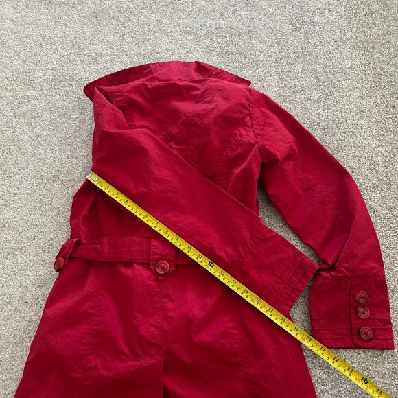 Ambition Y2K Chic Vibrant Red Cotton Blend Belted Red Minimalist Coat Small - Picture 13 of 13